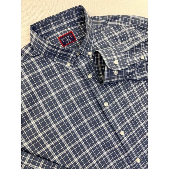 UNTUCKit Other - UNTUCKit Lazaret WF Mens Large Blue Plaid Wrinkle Free Button Down Shirt 40682